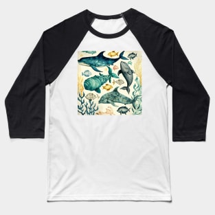 Vintage creatures of the sea Baseball T-Shirt